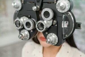 eye exam undergoing, close-up